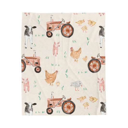Boys On The Farm Plush Blanket